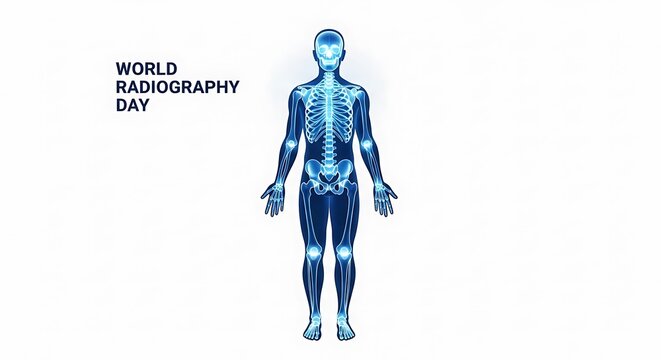 World radiography day, human body xray isolated on white background