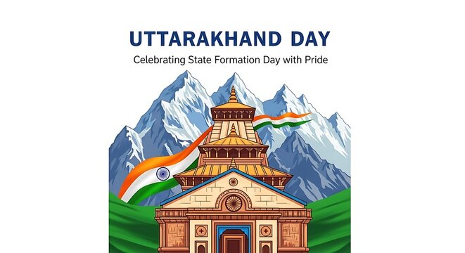 Uttarakhand day celebration isolated on white background, vector illustration