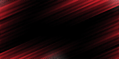 Fototapeta premium Abstract halftone dots red grunge on black dark background