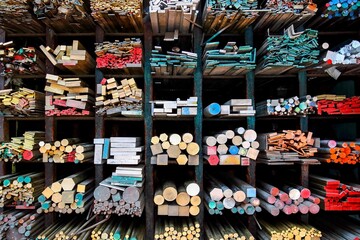 Colors of industry steel bar on the shelf