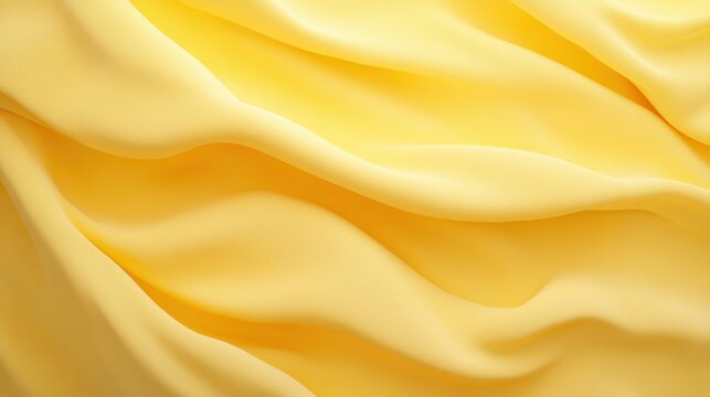 Smooth and Soft Yellow Fabric Texture with Elegant Waves and Drapes for Use in Fashion, Interior Design, and Digital Backgrounds