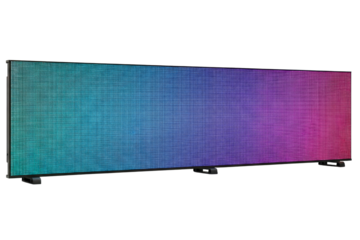 Wide LED video wall screen with a colorful abstract gradient isolated on a transparent background