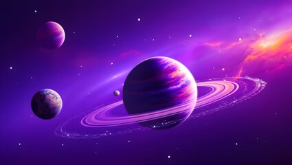 Planet in outer space with stars and galaxy