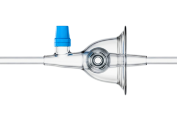 Laboratory glass suction filter flask with a side arm valve isolated on a transparent background