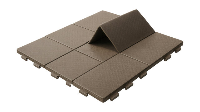 Foldable anti-slip mat with interlocking sections, ideal for temporary patio use.