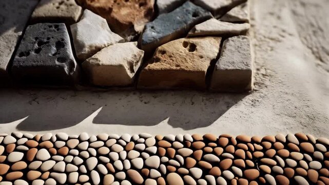 Textured Stone Surface with Natural Patterns and Shadows in Light