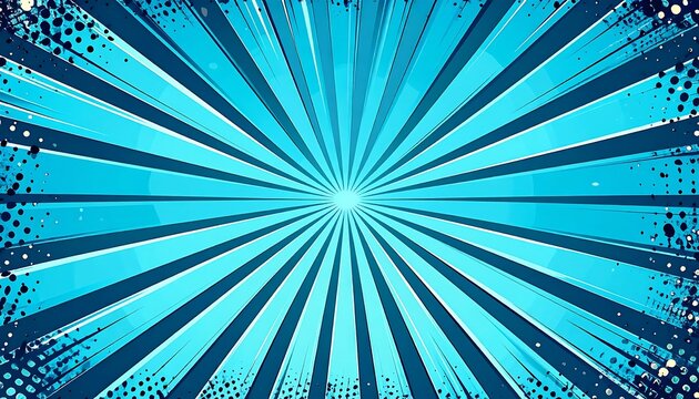 Comic book radial background, bright blue