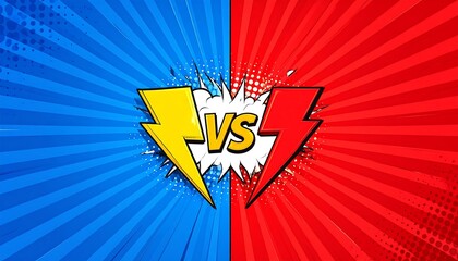 Comic book-style split background with opposing forces