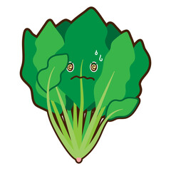 冷や汗をかくほうれん草キャラクターイラスト
