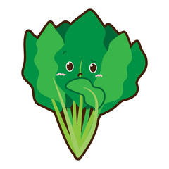 困った表情のほうれん草キャラクターイラスト