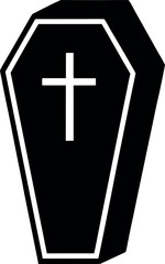 Obraz premium Coffin with cross vector silhouette icon