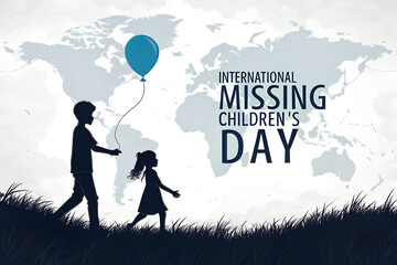 Honor International Missing Children’s Day with a poignant silhouette and global map. A visual tribute to innocence, hope, and the urgent need for protection. generative ai