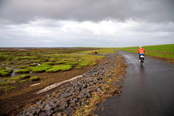 Radfahrer im Wattenmeer