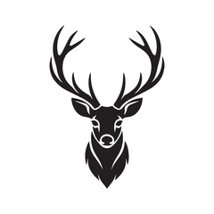 Naklejka premium Deer head black and white silhouette vector