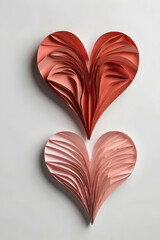 Paper Art Hearts in Soft Pink and Red Tones