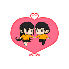 Chibi couple with heart