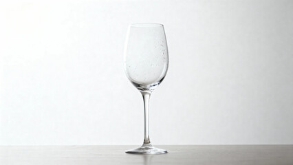 Fototapeta premium An empty wine glass on a flat surface against a neutral background