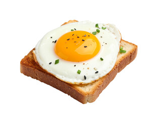 Fried Egg and Toast on White Plate for Breakfast