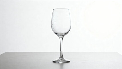 Obraz premium Empty wine glass on a flat surface against a plain background