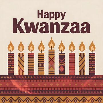 Celebrating kwanzaa with colorful candles and traditional african patterns displayed