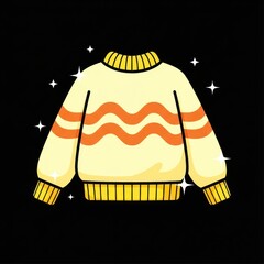 Cartoon sweater illustration against black background warm apparel concept