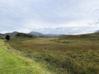 Fototapeta premium A view of the Isle of Mull in Scotland on a cloudy day