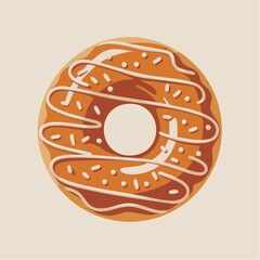 Vintage Pumpkin Donut Halloween Vector