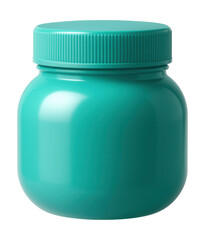 A compact, round plastic jar with a screw-on lid, ideal for spice storage in the kitchen.