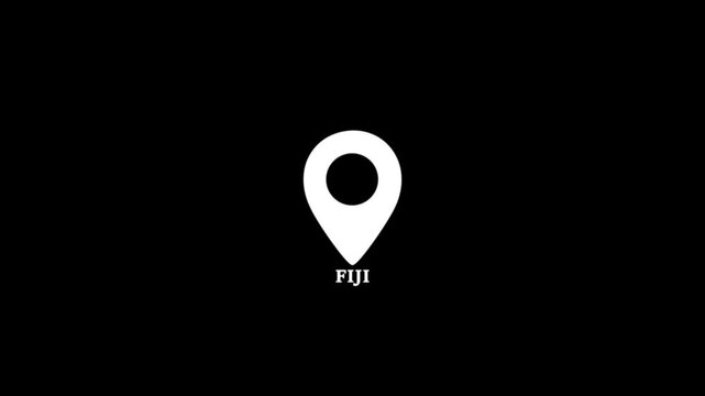 Fiji location pin icon on world map &mdash; white and black pin showing Dhaka position, travel destination concept with green background.