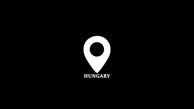 Hungary location pin icon on world map &mdash; white and black pin showing Dhaka position, travel destination concept with green background.
