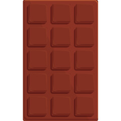 A Rectangular Dark Chocolate Bar with 15 Square Segments Isolated on a Transparent Background