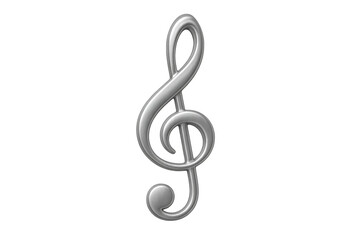 Fototapeta premium Silver metallic treble clef symbol representing music, sound, melody, and artistic expression on transparent background