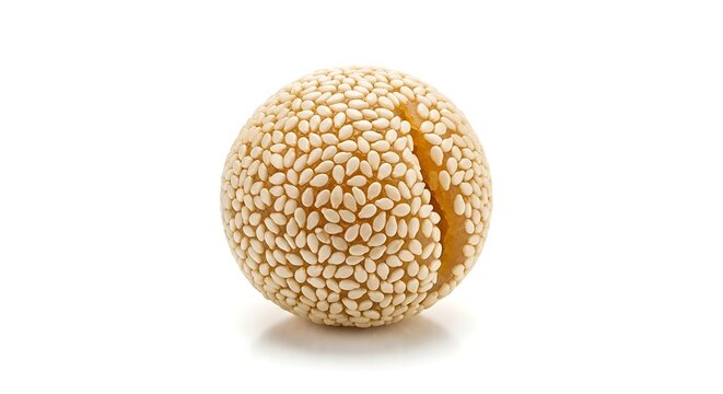 Photorealistic Onde-Onde Sesame Ball Isolated on White Background &ndash; High-Quality Traditional Asian Snack Image for Food Packaging, Menu Design, Culinary Blogs, and Product Advertising