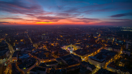 Naklejka premium Old Basilica in Poland at night