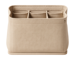 A structured canvas organizer with a firm base to keep soft-sided bags upright.