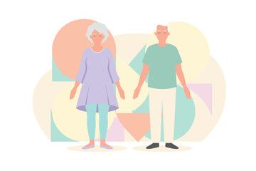 Peaceful elderly couple meditating with closed eyes promoting wellness mindfulness and senior health