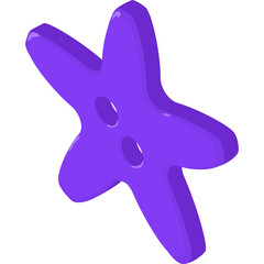 A Purple Star Shaped Object With Two Holes In The Center Displayed Against A White Background With A Slight Shadow