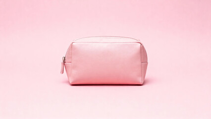Pink cosmetic bag on a soft pink background