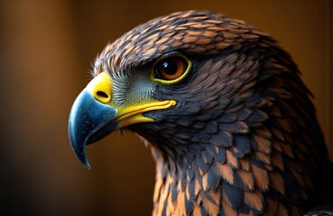 Fototapeta premium A close-up of a majestic eagle's head showing detailed feathers and sharp features