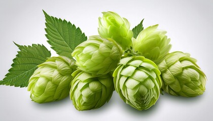 Green Hop Cones With Leaves On Atransparent Background
