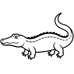 Cute cartoon alligator with a happy expression isolated on white background