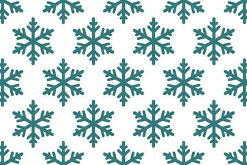 Fototapeta premium Intricate teal snowflakes create a repeating pattern, evoking winter's beauty and delicate formations.