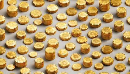 Golden Usdc Coins Isometric Seamless Patttern 3D Illustration