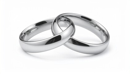 Two interlocked silver rings with a polished finish