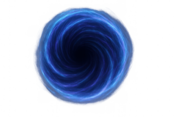 Blue energy portal emitting glowing light with swirling vortex effect, futuristic sci-fi black hole gateway