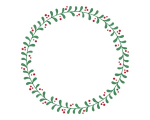 Christmas wreath frame. Christmas watercolor elements for poster, holiday card, flyer and season greeting card.