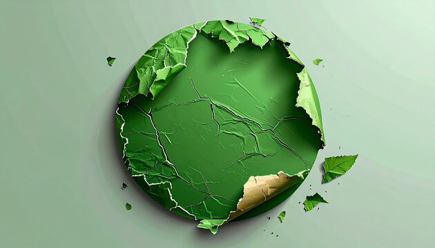 Cracked green circle with ripped edges