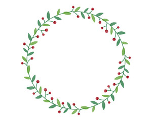 Christmas wreath frame. Christmas watercolor elements for poster, holiday card, flyer and season greeting card.