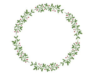 Christmas wreath frame. Christmas watercolor elements for poster, holiday card, flyer and season greeting card.
