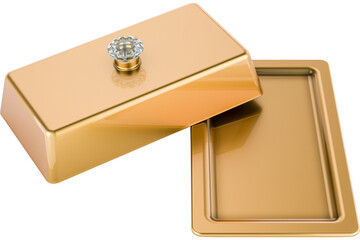 Rectangular Butter Dish, copper or golden, transparent background